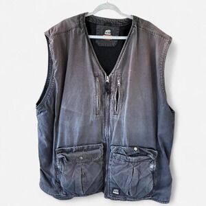 Berne black & gray workwear vest w/ multiple pockets & fleece lining Sz 4XL y2k